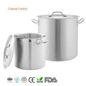 Daosheng Customize High Quality Silver Stainless Steel Double Handle Noodle Soup Cooking Pot Hot Pot Stock Pot