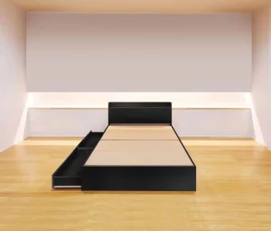 Cama de almacenamiento de madera moderna de lujo de MDF o aglomerado, venta al por mayor de cama individual, doble o king size con base de grandes cajones