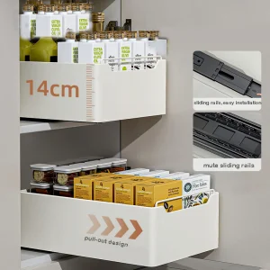 Drawer-Type Kitchen Basket, Built-in Cabinet Storage, Deep Cabinet Layered Storage Box