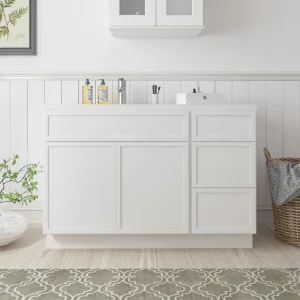 Single Sink White Slim Shaker Bathroom Cabinet