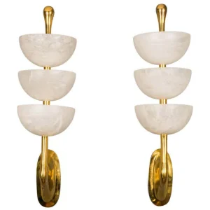 Modern Natural Alabaster Bowl-Shaped Wall Lamp