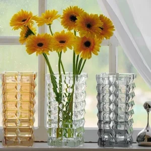 Decorative Fashion Glass Flower Vase Golden Crystal Glass