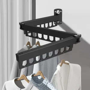 Laundry Clothesline Retractable Cloth Hook Folding Wall Mounted Clothes Hanger Rack Space-Saver Foldable Cloth Drying Rack