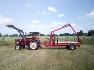 China Hydraulic ATV Log Hauler Trailer Crane with Wood Timber Grapple for Forestry Machinery
