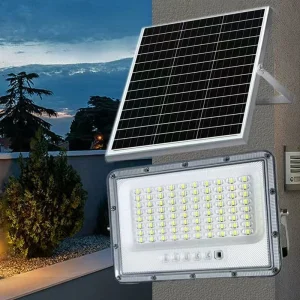300W 6000K Luz Solar de Inundación Exterior con Control Remoto, Luz de Seguridad Solar que se Enciende y Apaga Automáticamente desde el Anochecer hasta el Amanecer para Patio, Terraza, Cobertizo