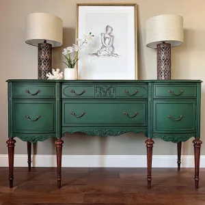 Poland Elegant Vintage Carved Solid Wood Sideboard