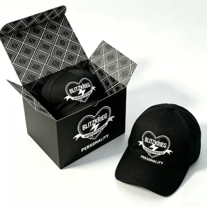 High End Luxury Quilted Black Custom Logo Personalized Double Sided Cardboard Baseball Cap Trucker Hat Packaging Boxes