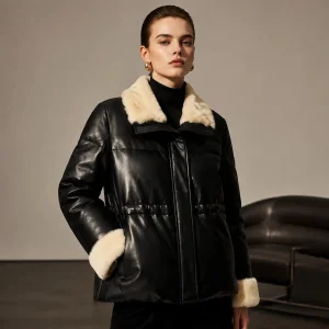 Women's Winter Windproof Mid-Length Outwear, Thick Plush Hooded Long Sleeves Zip-up Waist Fleece Coat for Outdoor