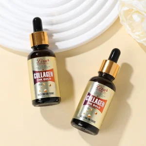 Essência Iluminadora de Ácido Hialurônico para Cuidados com a Pele de Marca Própria 24K Sérum Facial de Colágeno Dourado