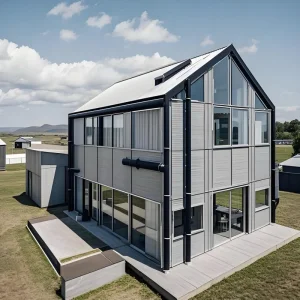 Modern Galvanized Prefab Villa Modular Home Fast Installation Steel Frame Luxury House High Wind Resistance Lightweight Roof