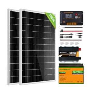 200W 12V Solar Panel Starter Kit for RV off Grid with Battery and Inverter