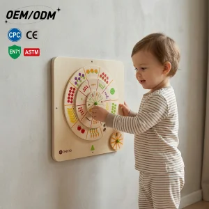 Interactive Space-Saving Montessori STEM Wooden Fruit Vegetable Educational Busy Board Wall Toy-Kids Cognition Number Learning