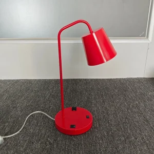Super 8 Innov8te 2.0 by Wyndham Guestroom Red Desk Lamp with USB Charging Port