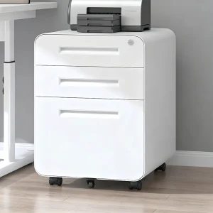 3 Drawers Metal Office Filing Cabinet Under Desk Drawer Cabinet Mobile Steel Filing Pedestal Round Edge Mobile Cabinet