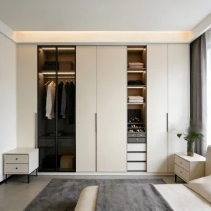Modern Minimalist Built-in Wardrobe System - Custom Luxury Bedroom Storage - Hotel &amp; Apartment Furniture