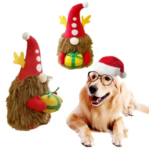 Hot-Selling Christmas Plush Dog Toys Squeaky Dwarf Shaped Toy