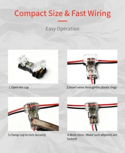 3 Conector rápido de alambre sin soldadura en forma de T pequeño, conector eléctrico de alambre a alambre, enchufe compacto para cableado rápido, divisor para iluminación LED de bajo voltaje