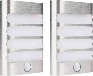 Aluminum Stick Anywhere Bright Motion Sensor LED Wall Sconce Night Light Battery Operated, Auto on/off for Hallway, Closet