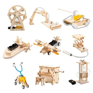 Modelo de rompecabezas educativo de tecnología de bricolaje de madera, juegos de ciencia