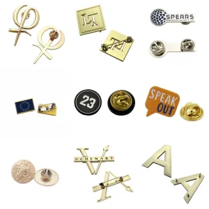 Luxury Logo Custom Name Metal Lapel Button Clothing Fastening Pin Badges