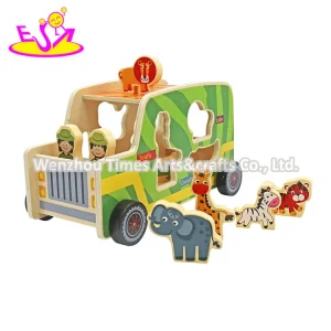Early Educational Animal Cognitive Toy Wooden Truck Shape Sorter for Kids W04A609