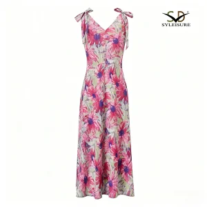 Famous Women's Floral - Printed Pleated Sleeveless Midi Dress Factories, Companies