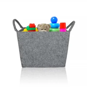 Buy Grey Color Felt Storage Basket with Large Capacity Home Storage Basket Felt Manufacturers, Quotes