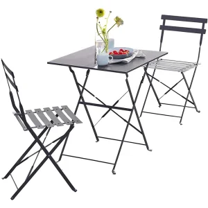 3Pcs Metal Bistro Set Folding Outdoor Patio Furniture Sets 2 Chairs Indoor and Outdoor Coffee Table for Patio Yard Garden Set