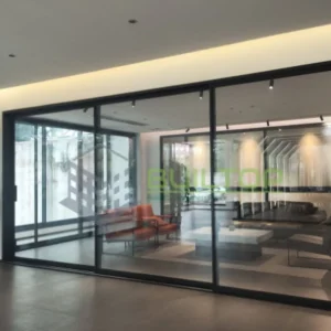 Aluminum Three Tracks Narrow Sliding Glass Doors Slim Frame Sliding Door