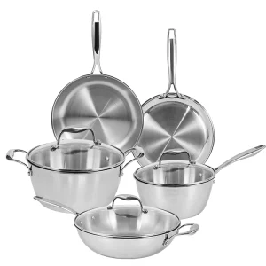 Wholesale 8PCS Kitchen Cooking Ware Nonstick Cookware Pots And Pans Set Stainless Steel Sauce Pan Frying Pan