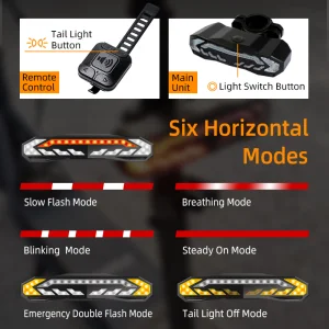 Waterproof Tail Light for Road Biking Ultra Bright USB-C Rechargeable LED Bike Tail Light with Turn Signals