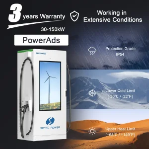 SETEC POWER Self-developed Modules Display Commercial Level 3 DC EV Charging Station for Electric Car PowerAds 30kW 60kW 90kW 120kW 150kW