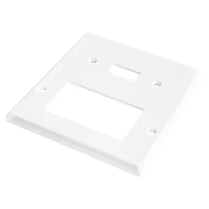 OEM 2-Gang Com Cover, 1 Decorator and 1 Toggle Switch Combination Wall Plate, Standard Size, Glossy White Manufacturer, Manufacturers