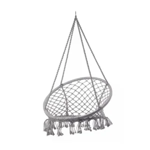 Outdoor Patio Cream Macrame Double Hanging Hammock Swing Chair
