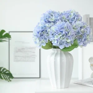 Single Blue Color Faux Artificial Real Touch Hydrangea for Home Wedding Vase Decoration