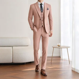 Elegant Pink Slim Fit Men Suit