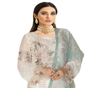 Ramsha NAYAB Luxury 3-Piece Embroidery Modern Lightweight Pakistani Branded Chiffon Floor-Length Sari Set Original Formal Party