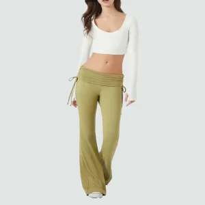 Custom Logo Girls Yoga Pants 7/8 High Waisted Flare Gym Leggings Soft Waistband Ankle Length Eco-Friendly Four-Way Stretch