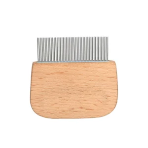 Small Wooden Handle Pet Flea Removal Tool for Grooming and Cleaning