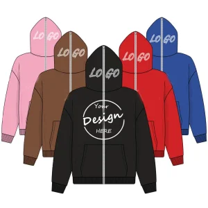 Custom Full Zip up Hoodies Men Puff Print High Quality Plain Rhinestone Soft Cotton Fleece Zipper Jacket Hoodie for Men