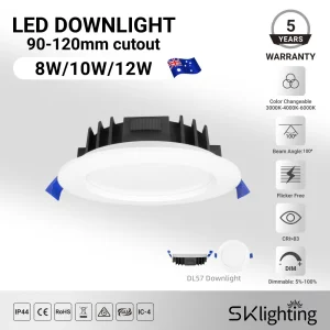 Australia Ultra Slim LED Downlight CE SAA IP44 Approved 4" Inch Recessed 120mm Cutout 8W 10W 12W Dimmable 3CCT Spot Downlight