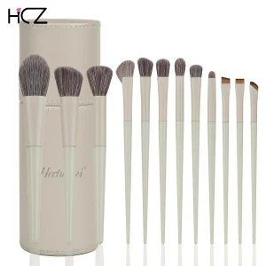 Hechunzi Best Seller Makeup Brushes Wooden Handle Custom Make-Up Brush Synthetic Professional Makeup Brushes Kits Custom Logo