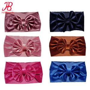 Velvet Elastic Wide Bow Headband