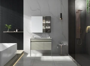 Gabinete de Armazenamento de Canto com Lavabo Independente de Design Elegante e Personalizado