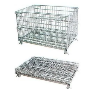 Customized Foldable Mesh Cages Galvanized Goods Warehousing Container Metal Net Cage Wire Cage Mesh Box for Factory