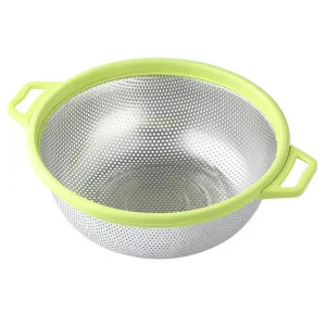 Factory Direct Stainless Steel Colander with Green Handles