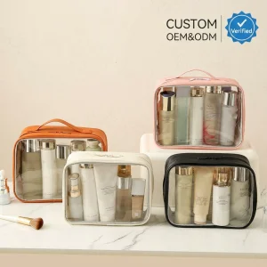 Transparent Window Cosmetic Bag Custom Logo Cases Pouch Makeup Bag Cosmetic Case