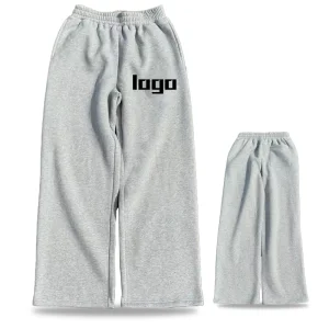 Custom High Quality Printed Logo Streetwear 100% Cotton Oversized Fashion Loose Fit Autumn Sweatpants Men Pants