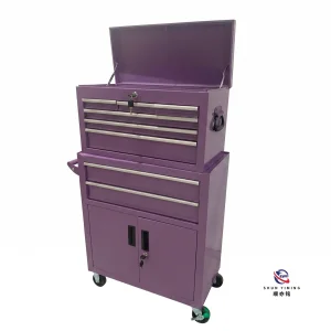 Premium 9 Drawer Steel Tool Trolley, Rolling Metal Storage Cabinet with Central Lock for Professional Workshop
