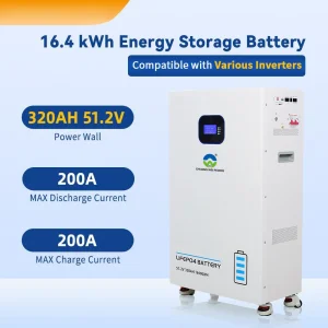 51.2V 314Ah LiFePO4 Battery Pack 16kWh, Smart BMS 6000+ Cycles, Deep Cycle for Home Solar Off-Grid Backup Energy Storage System